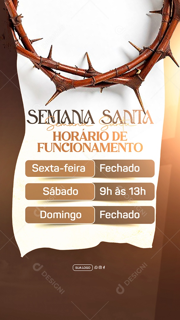 Story Semana Santa Horário de Funcionamento Social Media PSD Editável