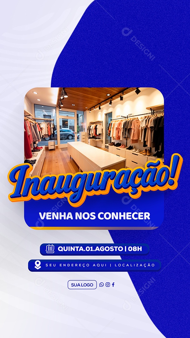 Story Inauguração Venha nos Conhecer Social Media PSD Editável