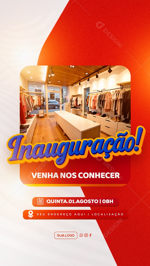 Story Inauguração Venha nos Conhecer Social Media PSD Editável