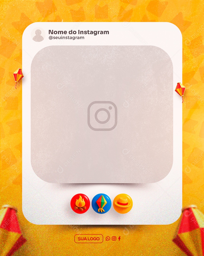 Moldura de Post de Instagram de São João Social Media PSD Editável