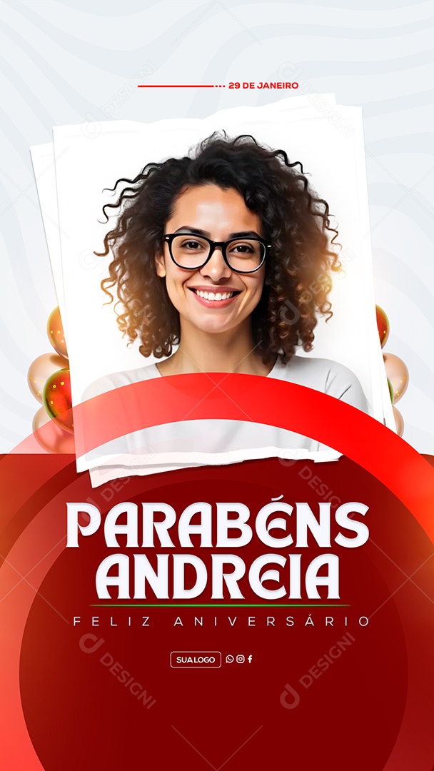 Story Feliz Aniversário Parabéns Andreia Social Media PSD Editável