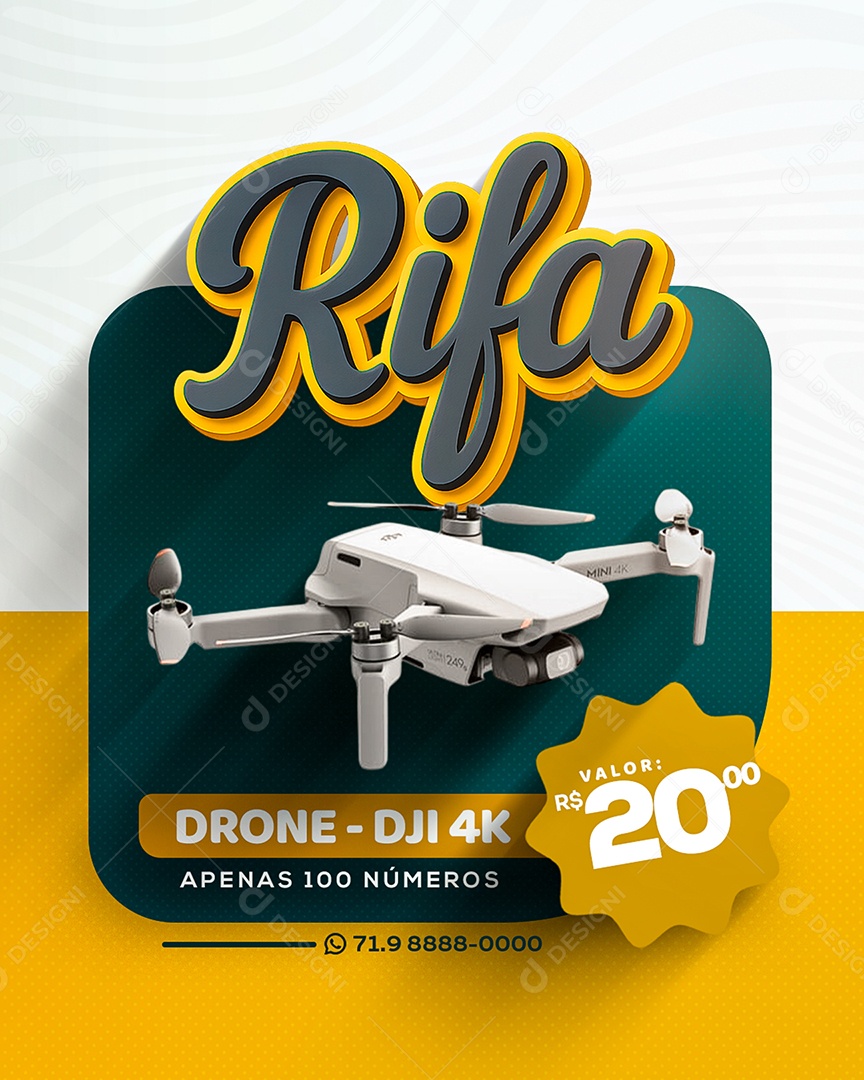 Rifa Sorteio de Drone Social Media PSD Editável