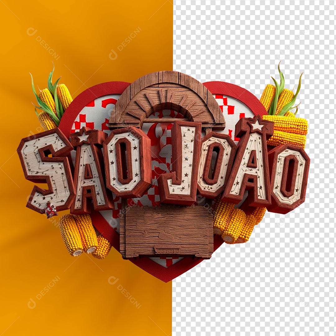 Selo 3D São João Para Composição PSD