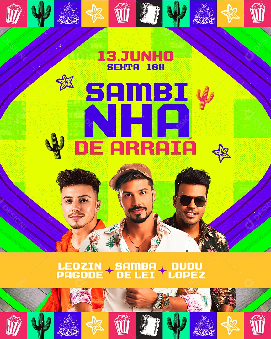 Flyer Sambinha de Arraiá Social Media PSD Editável