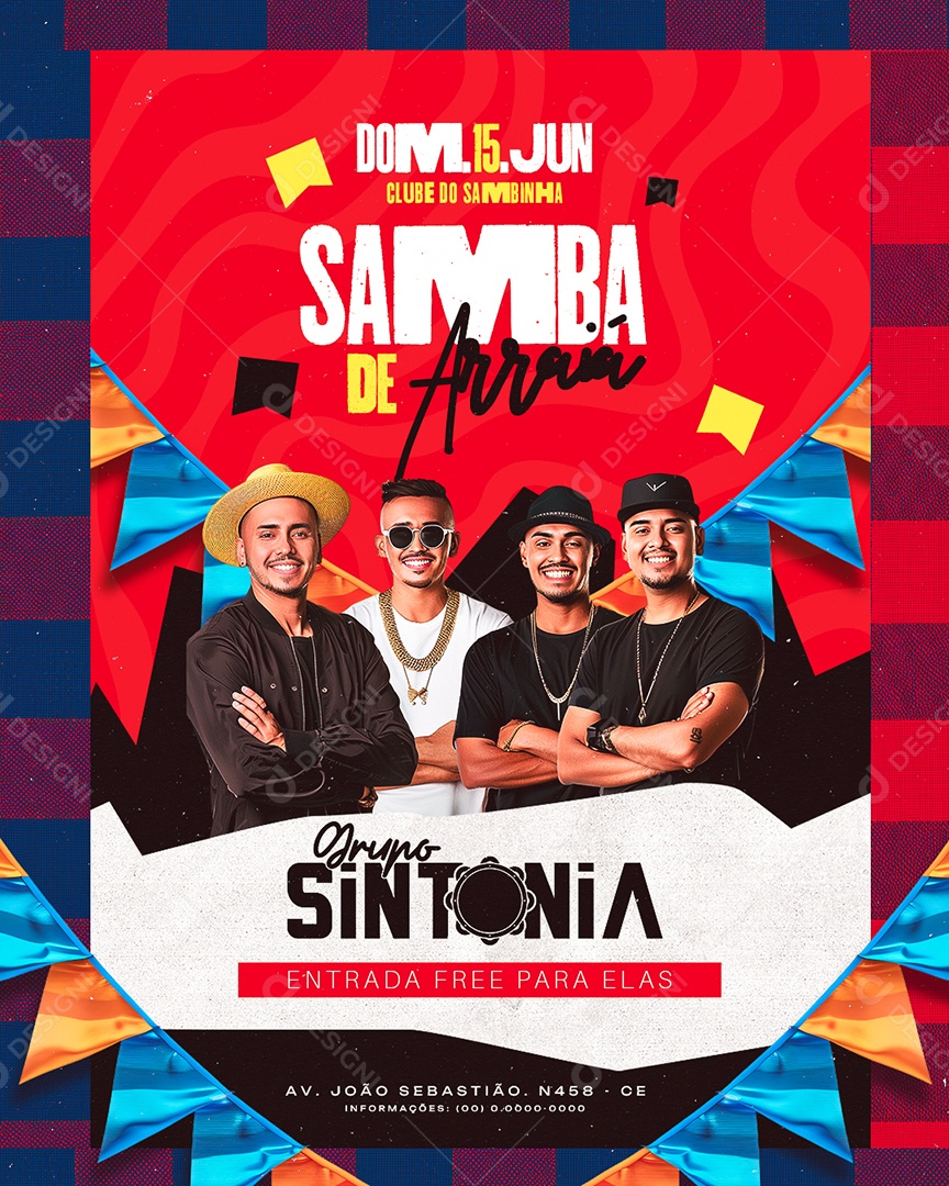 Flyer Samba de Arraiá Grupo Sintonia Social Media PSD Editável