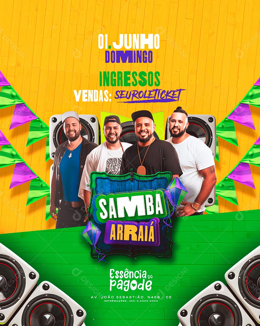 Flyer Samba Arraiá Social Media PSD Editável