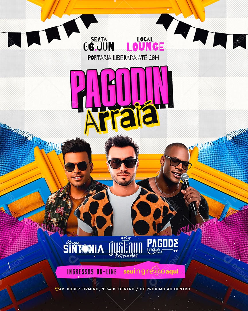 Flyer Pagodin Arraiá Social Media PSD Editável