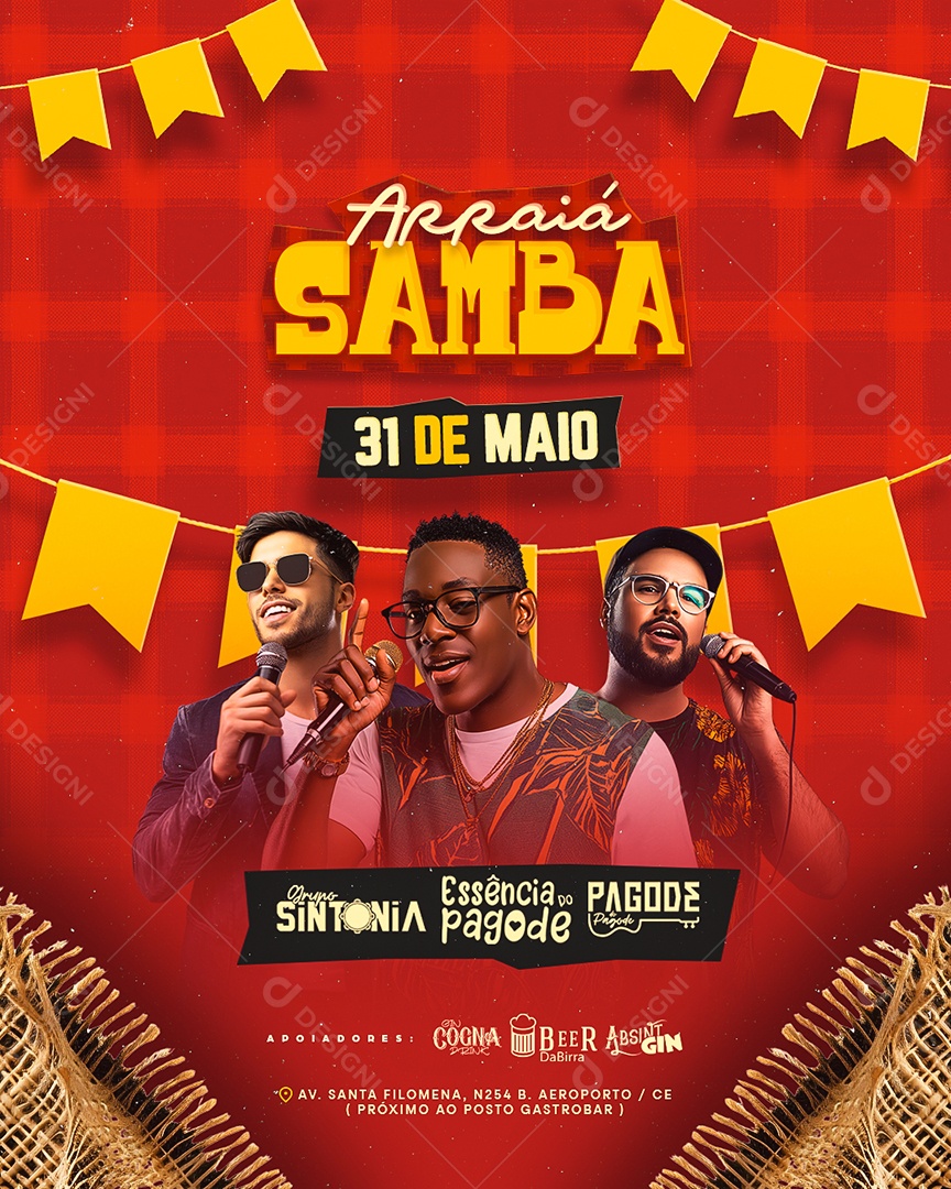 Flyer Arraiá Samba Social Media PSD Editável