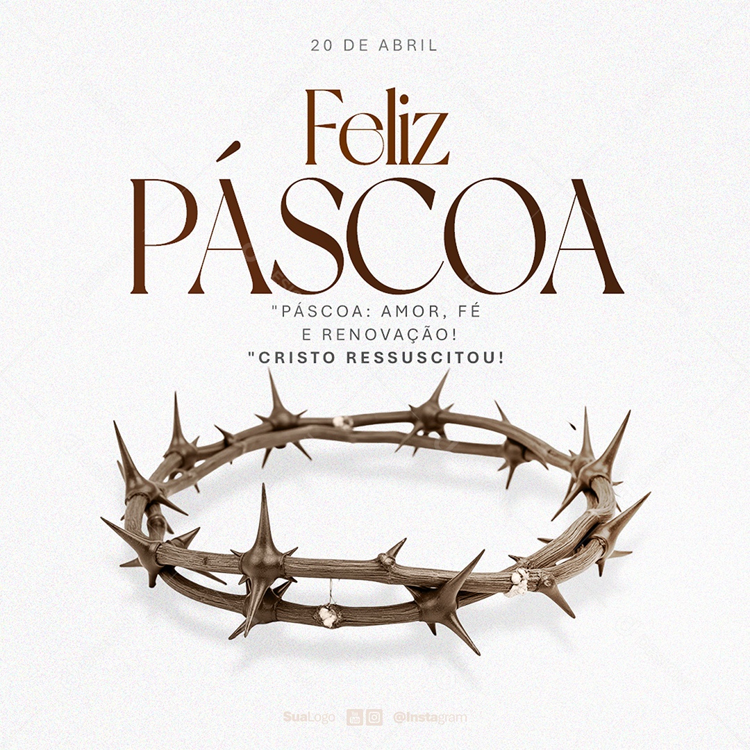Feed Feliz Páscoa Cristo Ressucitou Social Media PSD Editável