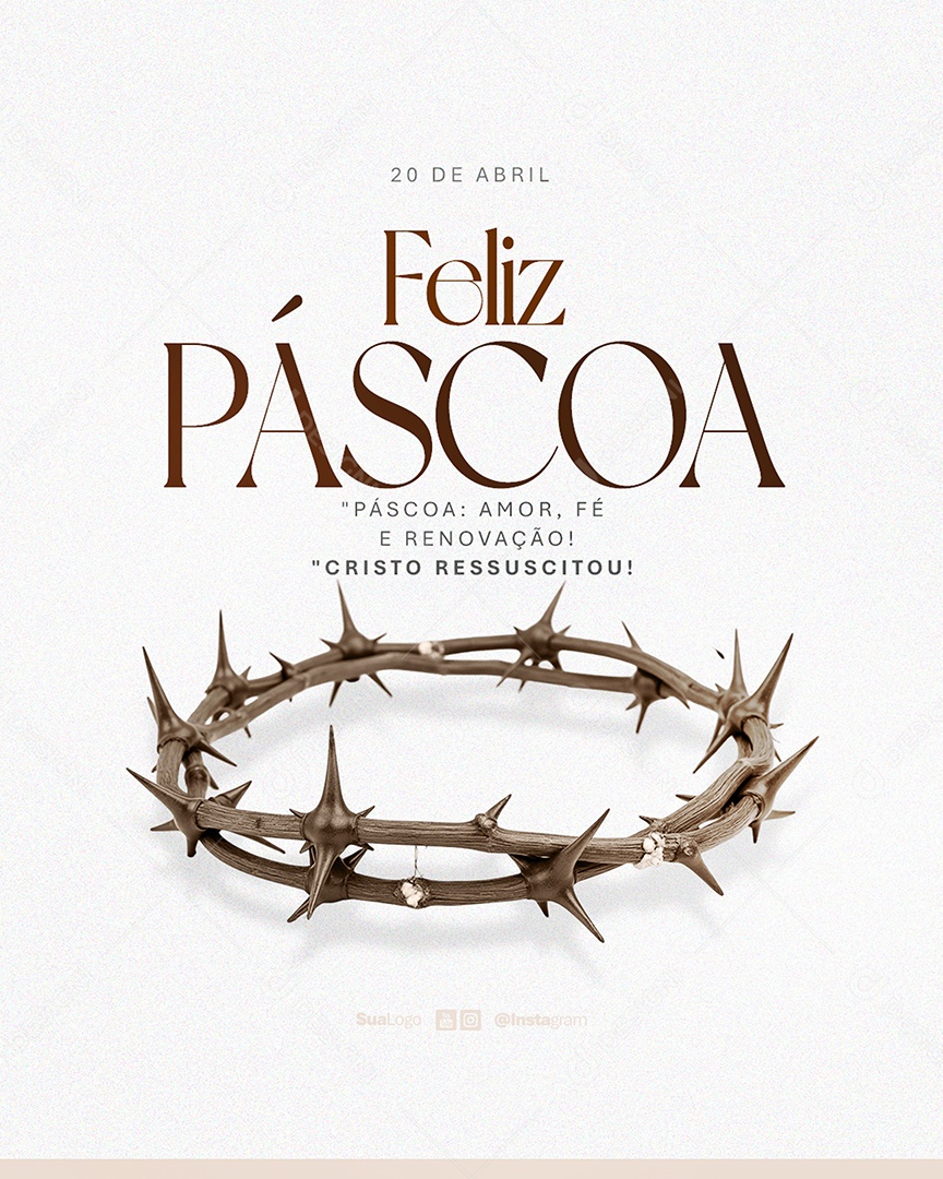 Flyer Feliz Páscoa Cristo Ressucitou Social Media PSD Editável