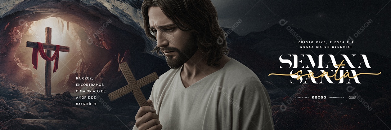 Carrossel Semana Santa Cristo Vive Social Media PSD Editável