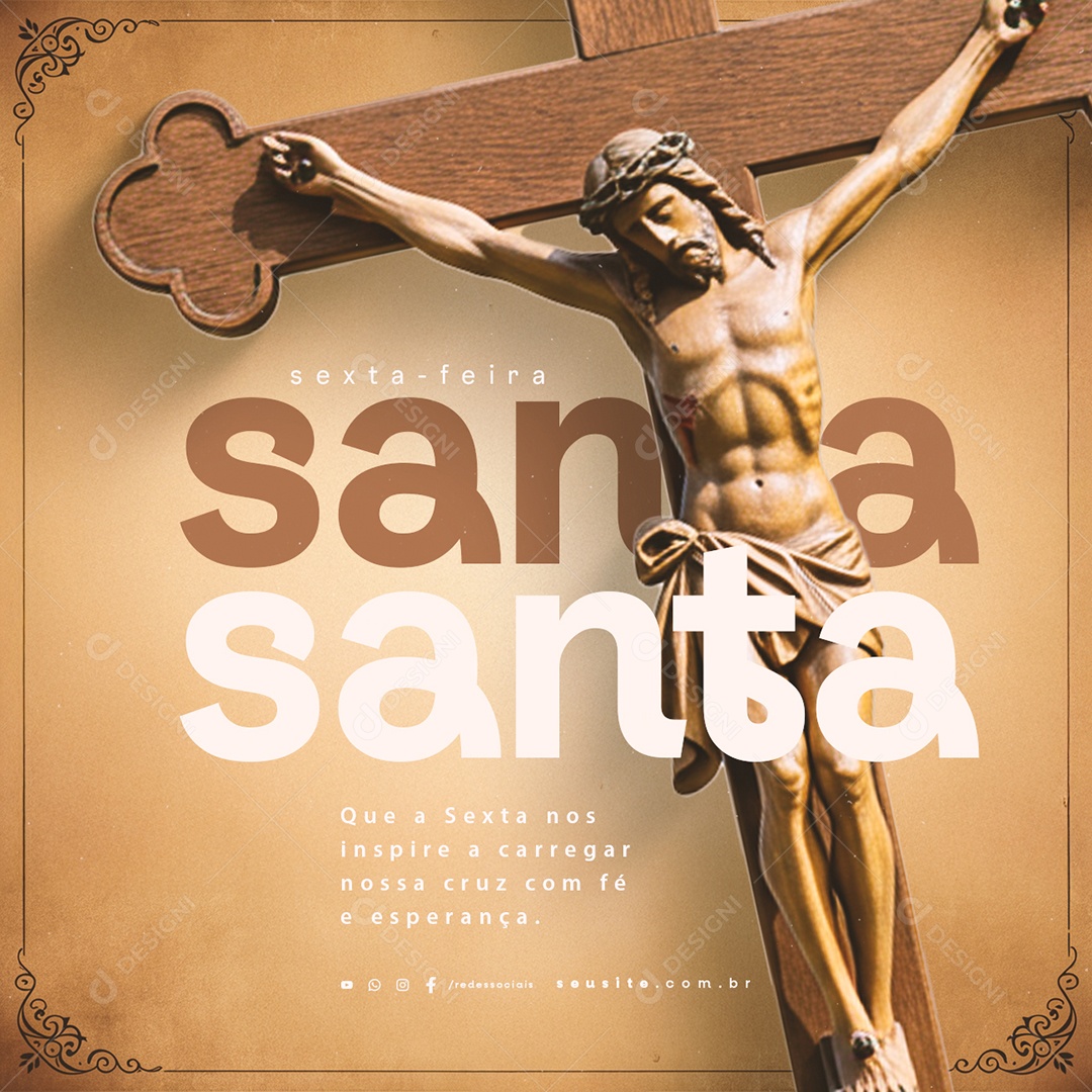 Sexta Feira Santa com Fé e Esperança Social Media PSD Editável