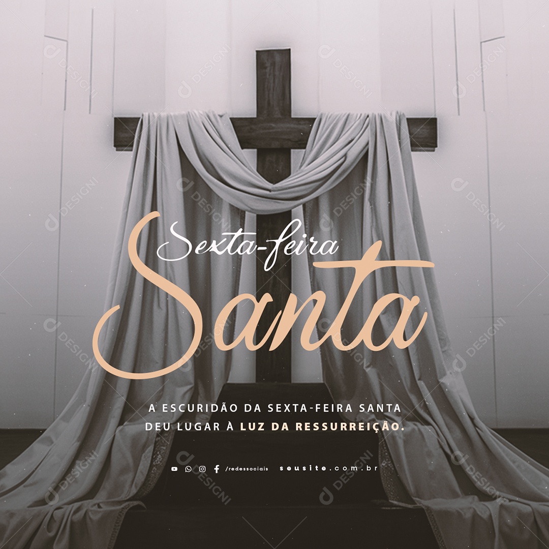 A Escuridão da Sexta Feira Santa Deu Lugar à Luz da Ressureição Social Media PSD Editável