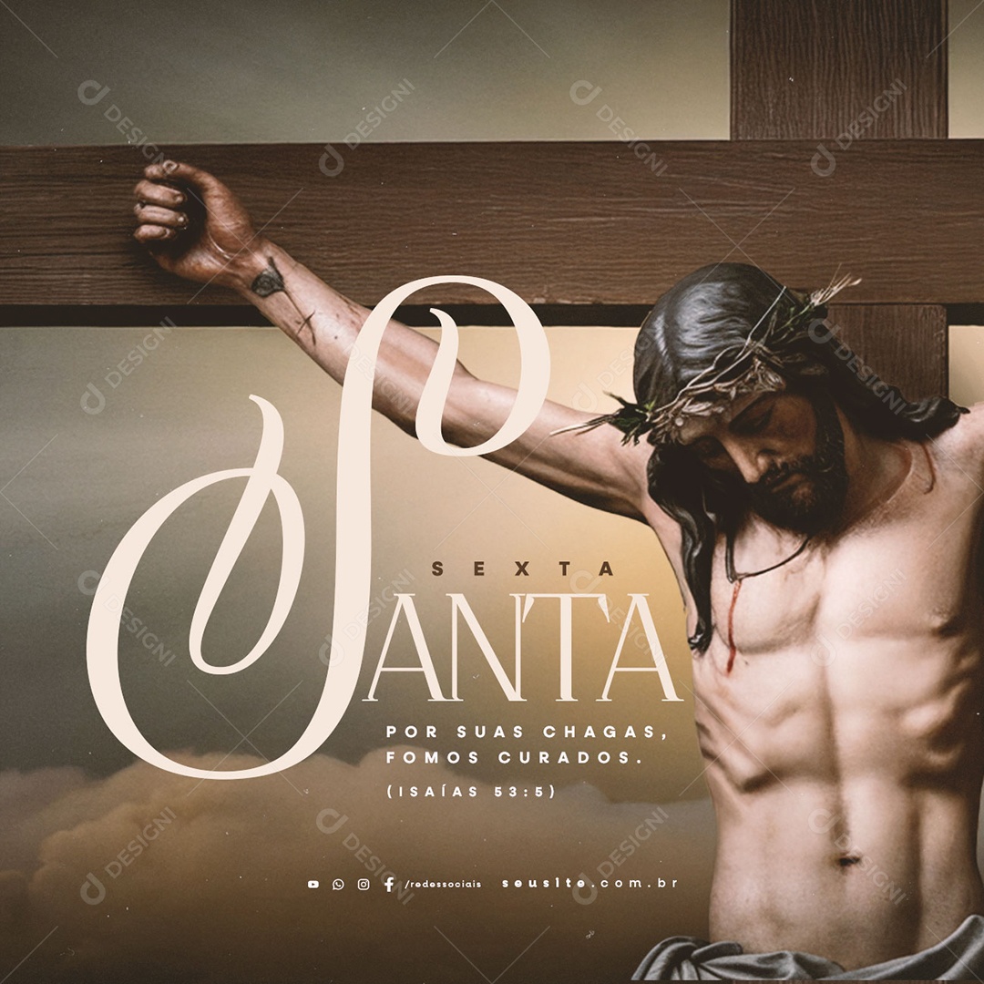 Sexta Feira Santa por Suas Chagas Social Media PSD Editável