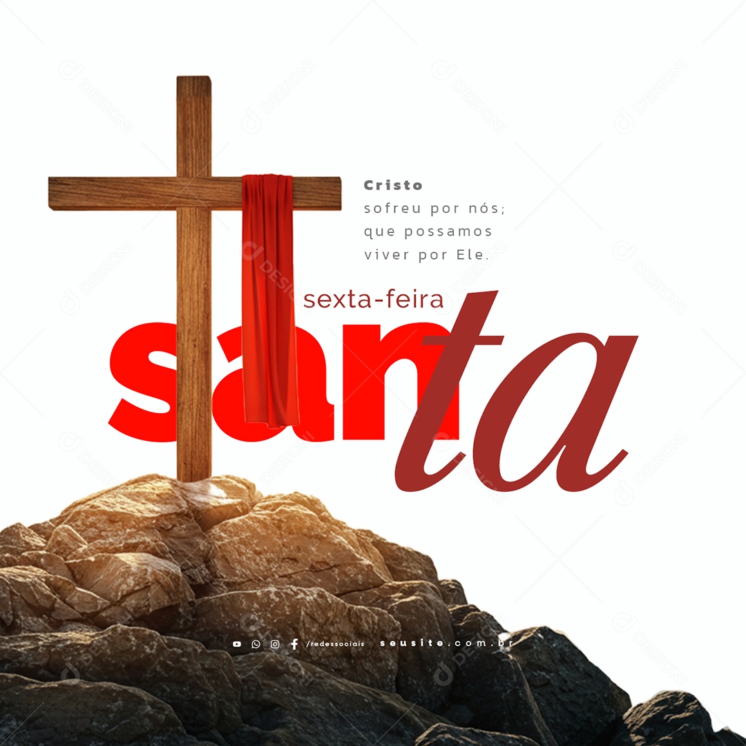 Sexta Feira Santa Cristo Sofreu por Nós Social Media PSD Editável