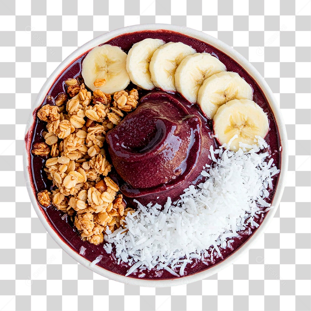 Tigela de Açaí com Frutas PNG Transparente