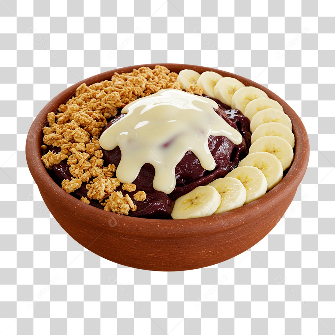 Tigela de Açaí com Frutas PNG Transparente