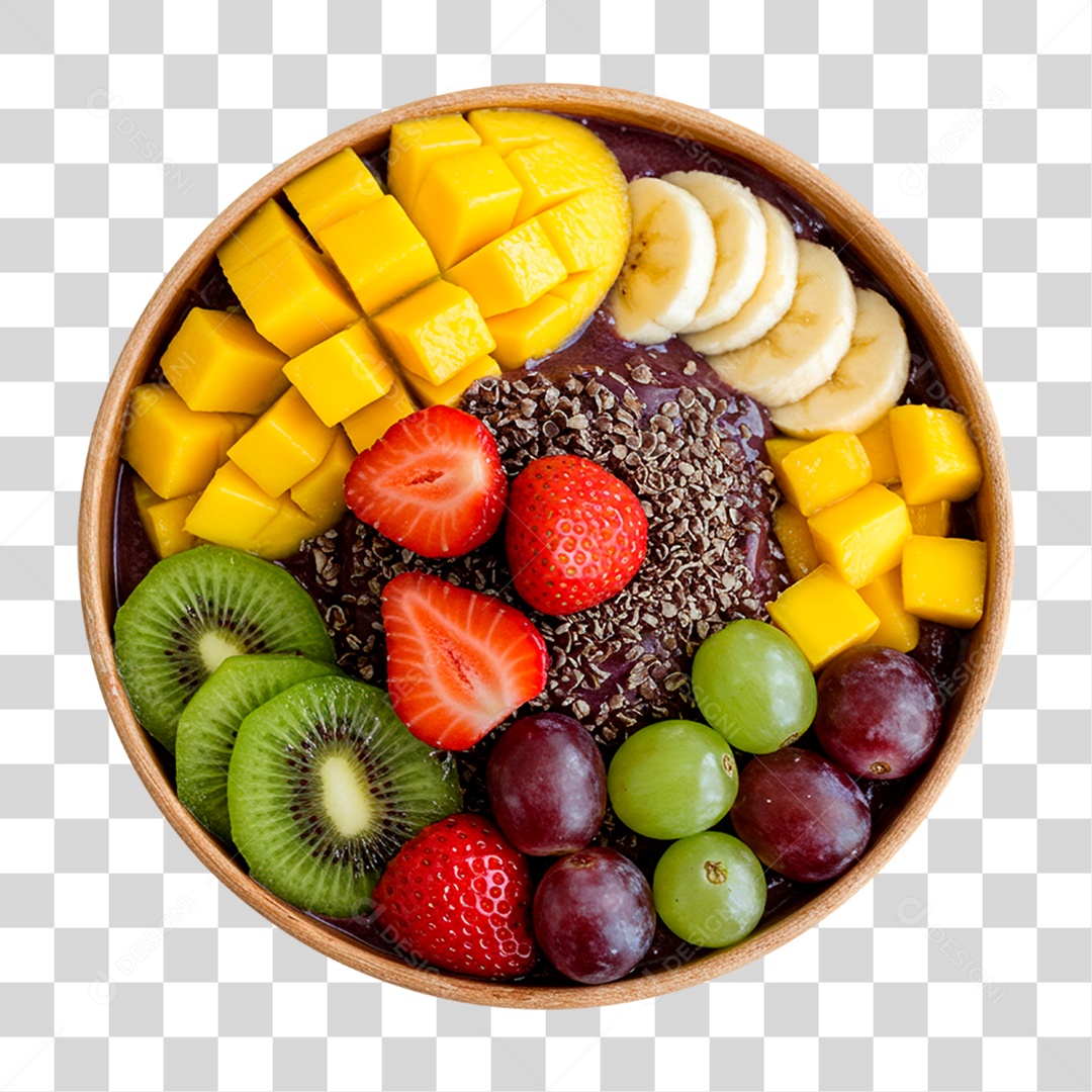 Tigela de Açaí com Frutas PNG Transparente