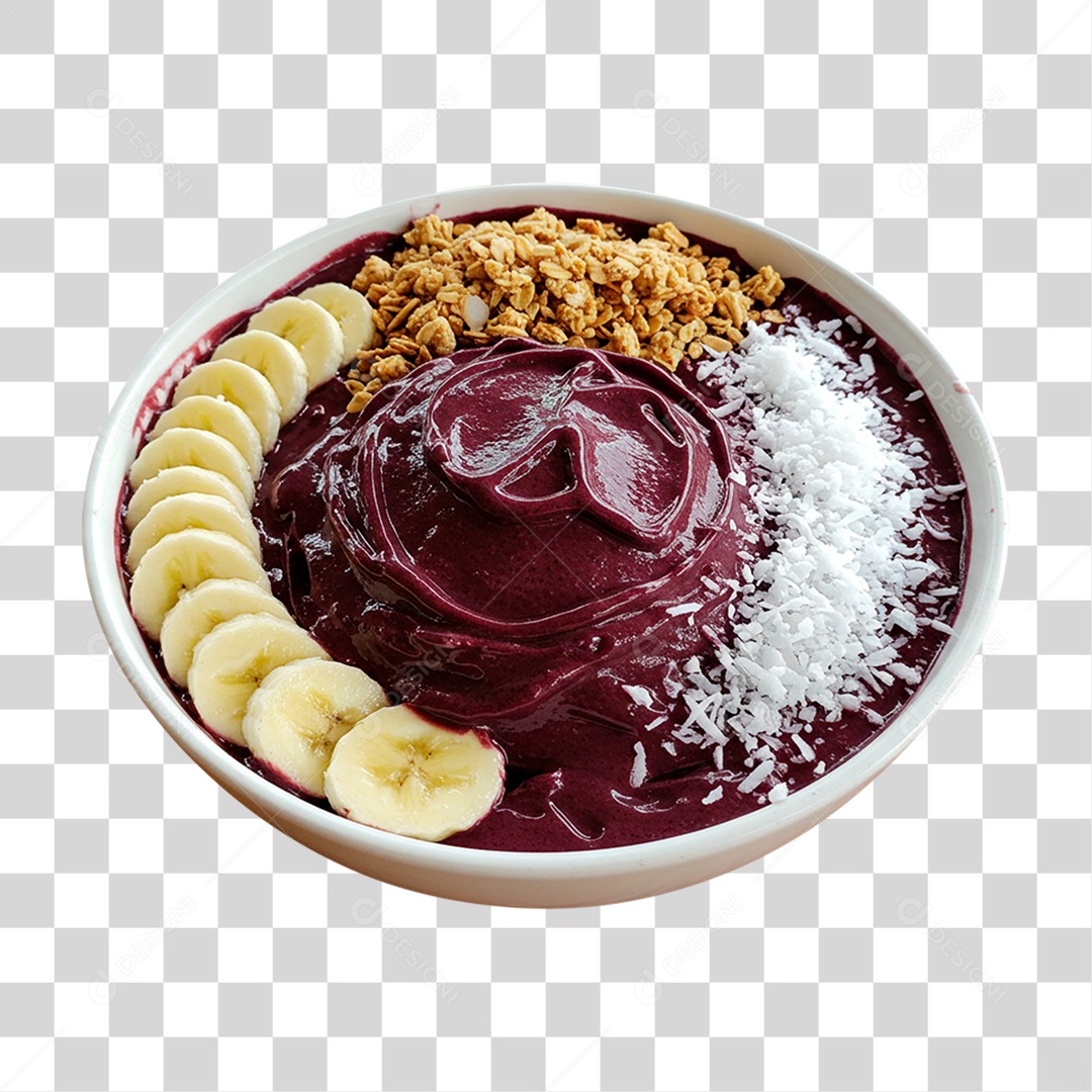 Tigela de Açaí com Frutas PNG Transparente