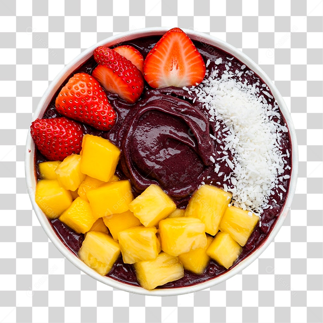 Tigela de Açaí com Frutas PNG Transparente