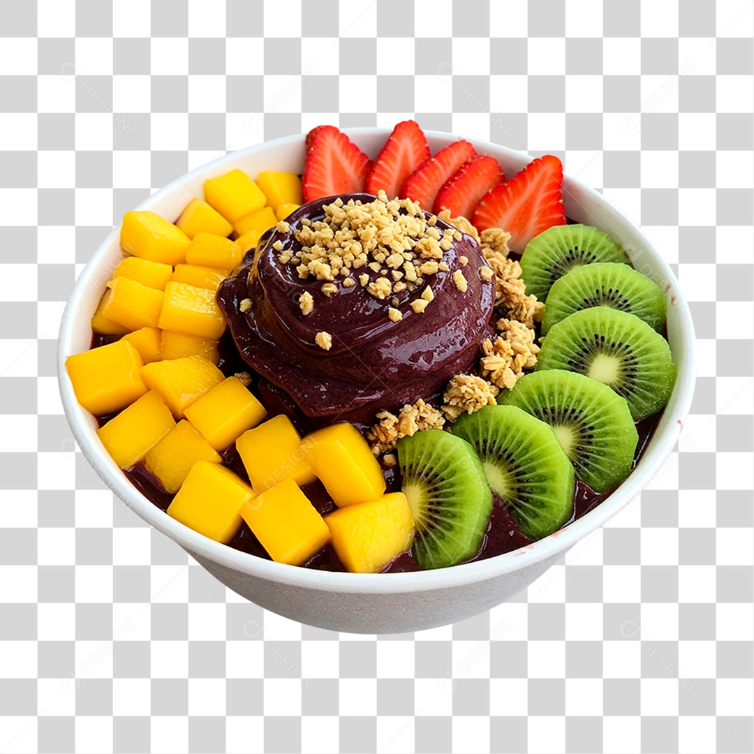 Tigela de Açaí com Frutas PNG Transparente