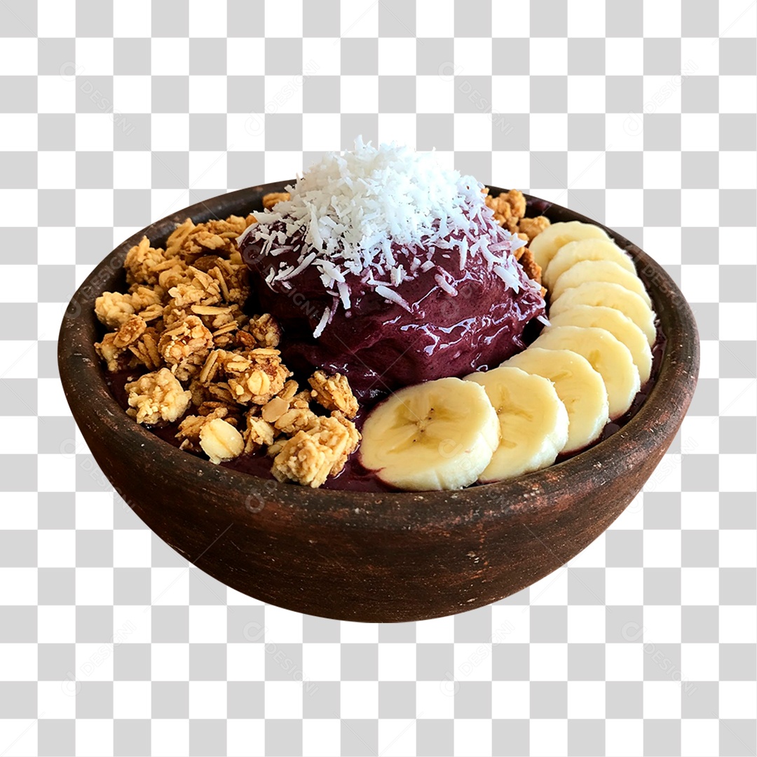 Tigela de Açaí com Frutas PNG Transparente