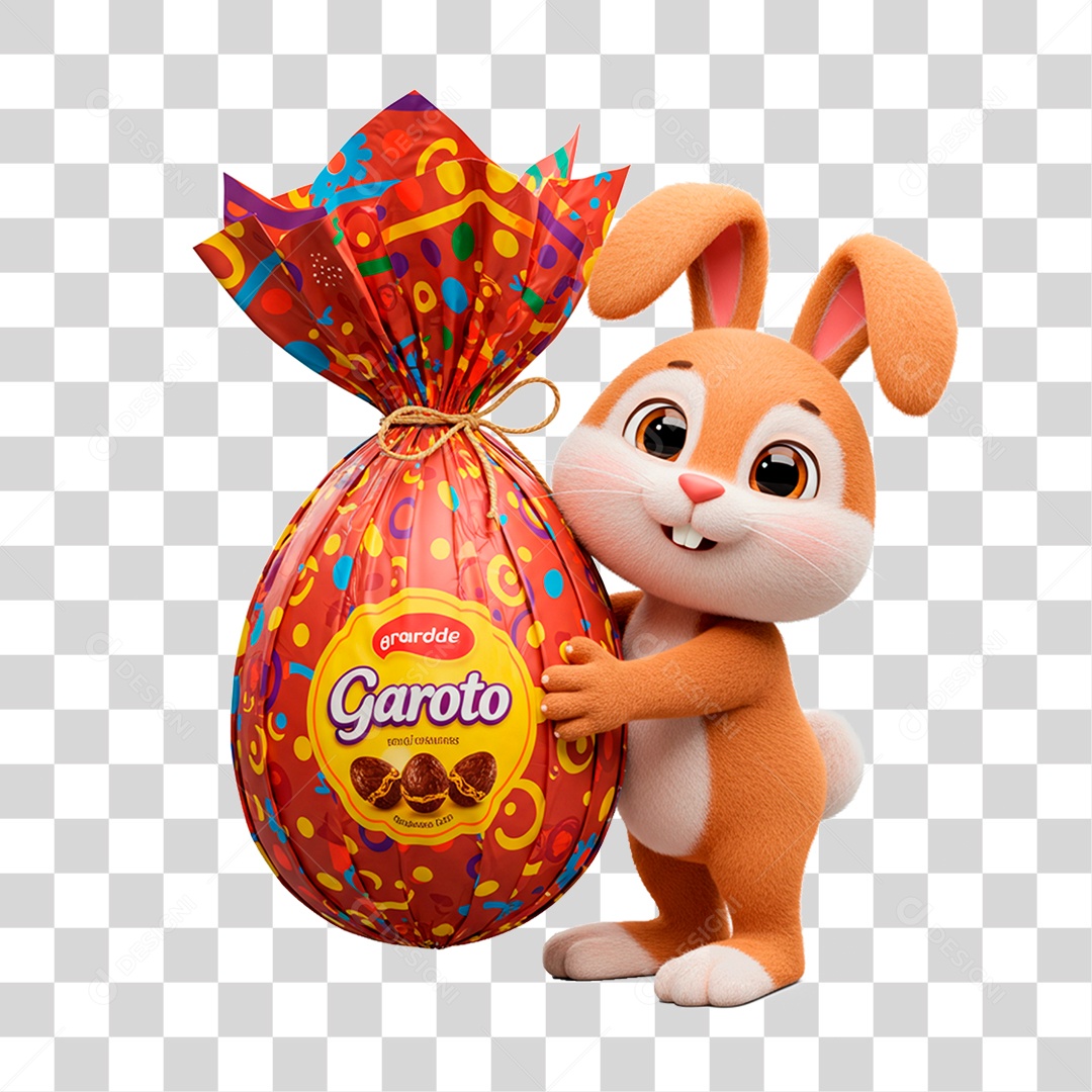 Coelho Segurando Ovo PNG Transparente