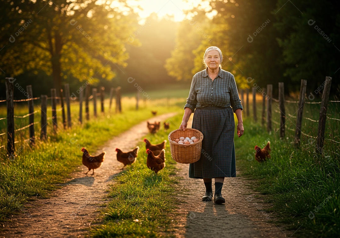 Mulher meia idade trabalhadora trabalhando em uma fazenda alimentando galinhas em seu terreiro
