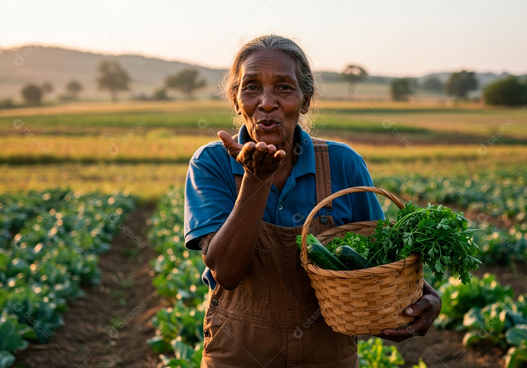 Mulher meia idade trabalhadora trabalhando em uma fazenda