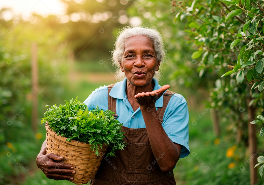Mulher meia idade trabalhadora trabalhando em uma fazenda