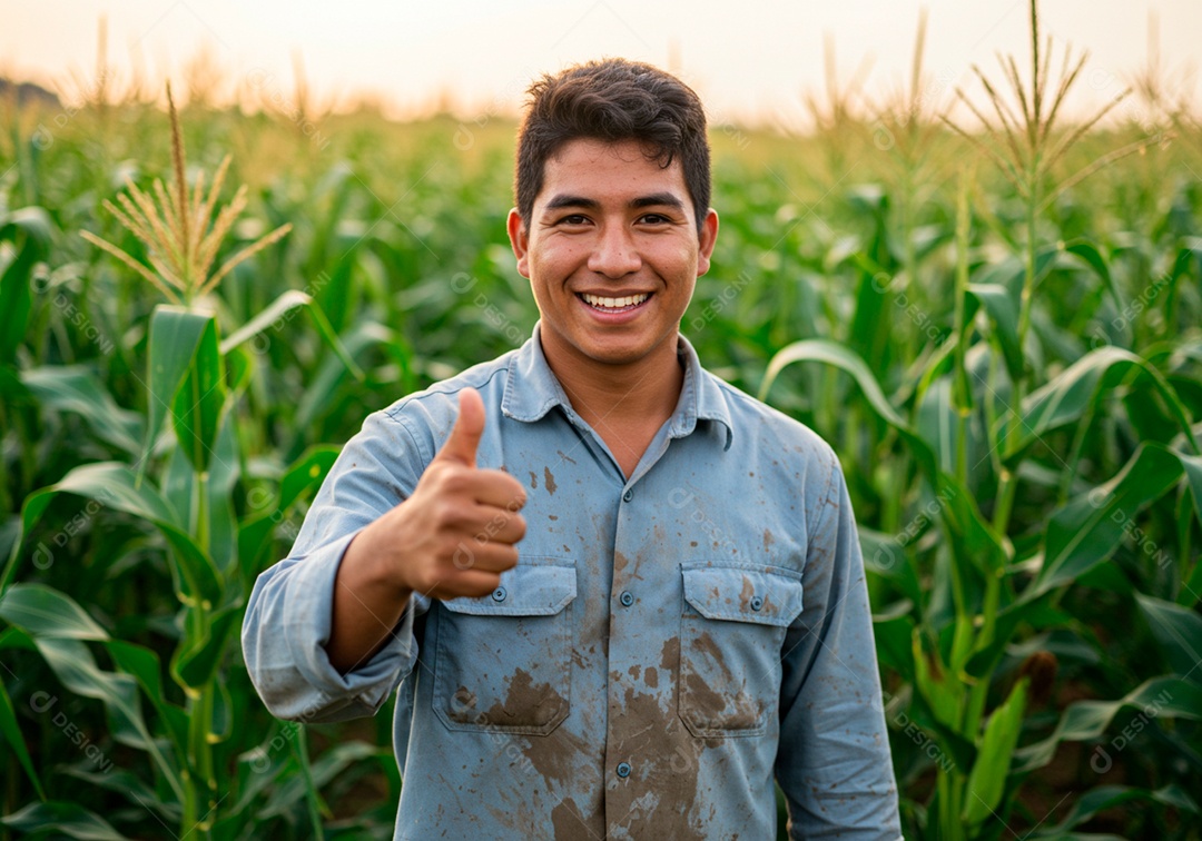 Homem jovem trabalhador trabalhando em uma fazenda