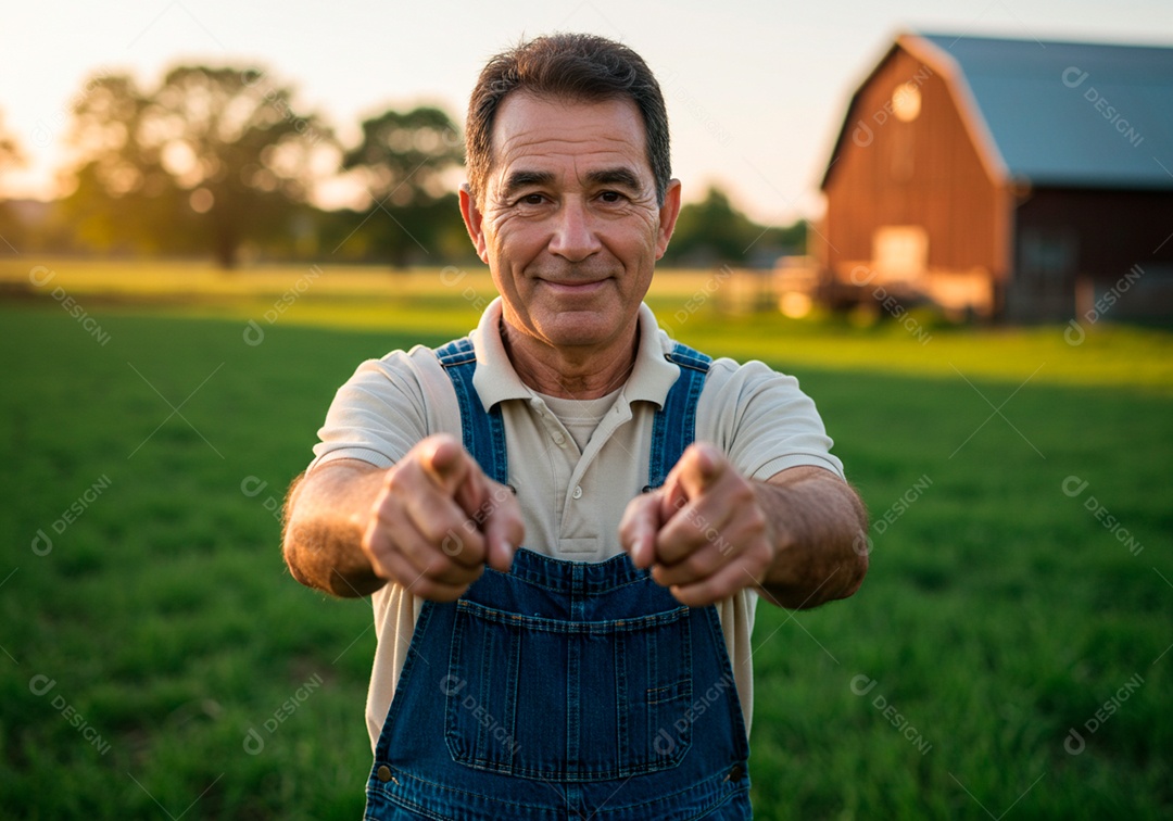 Homem meia idade trabalhador trabalhando em uma fazenda