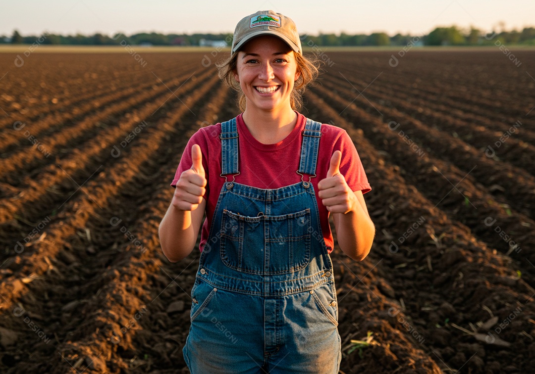 Mulher jovem trabalhadora trabalhando em uma fazenda