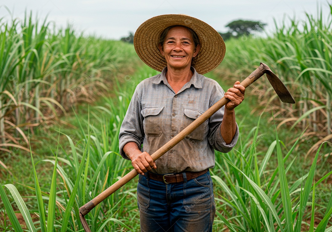 Mulher meia idade trabalhadora trabalhando em uma fazenda