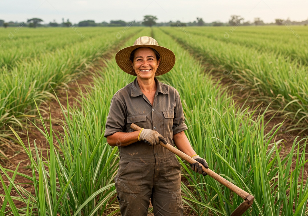 Mulher meia idade trabalhadora trabalhando em uma fazenda
