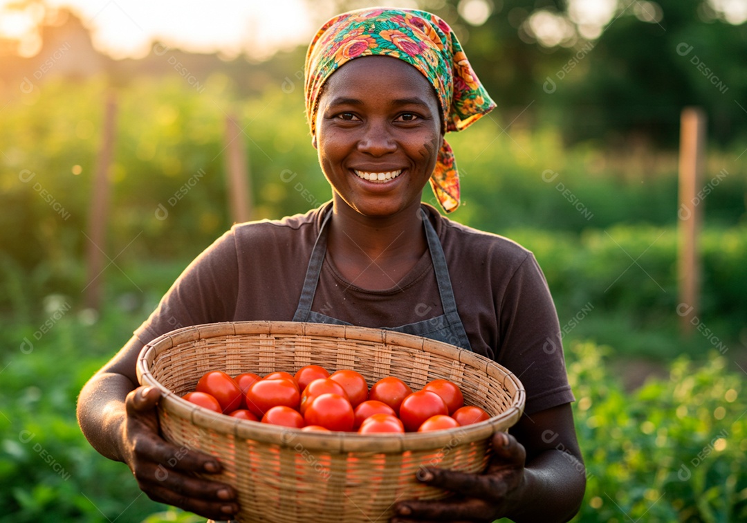 Mulher jovem trabalhadora trabalhando em uma fazenda