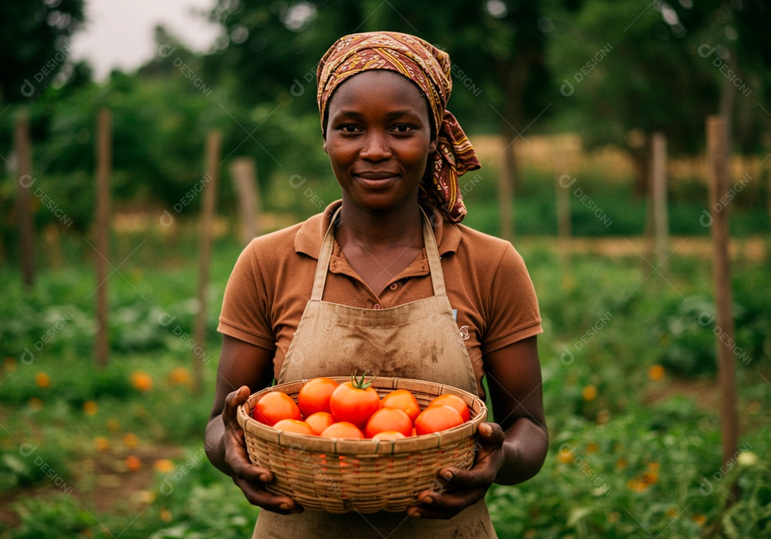Mulher jovem trabalhadora trabalhando em uma fazenda