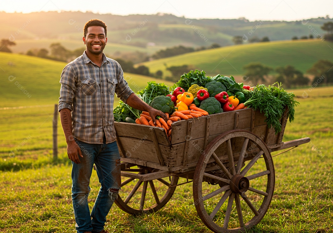 Homem meia idade trabalhador trabalhando em uma fazenda