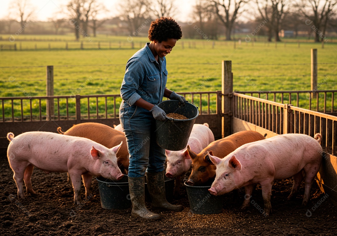 Mulher meia idade trabalhadora trabalhando em uma fazenda