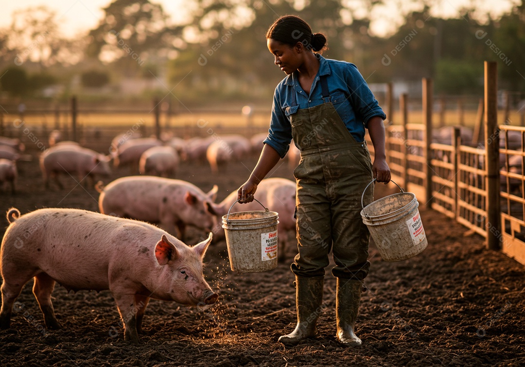 Mulher meia idade trabalhadora trabalhando em uma fazenda