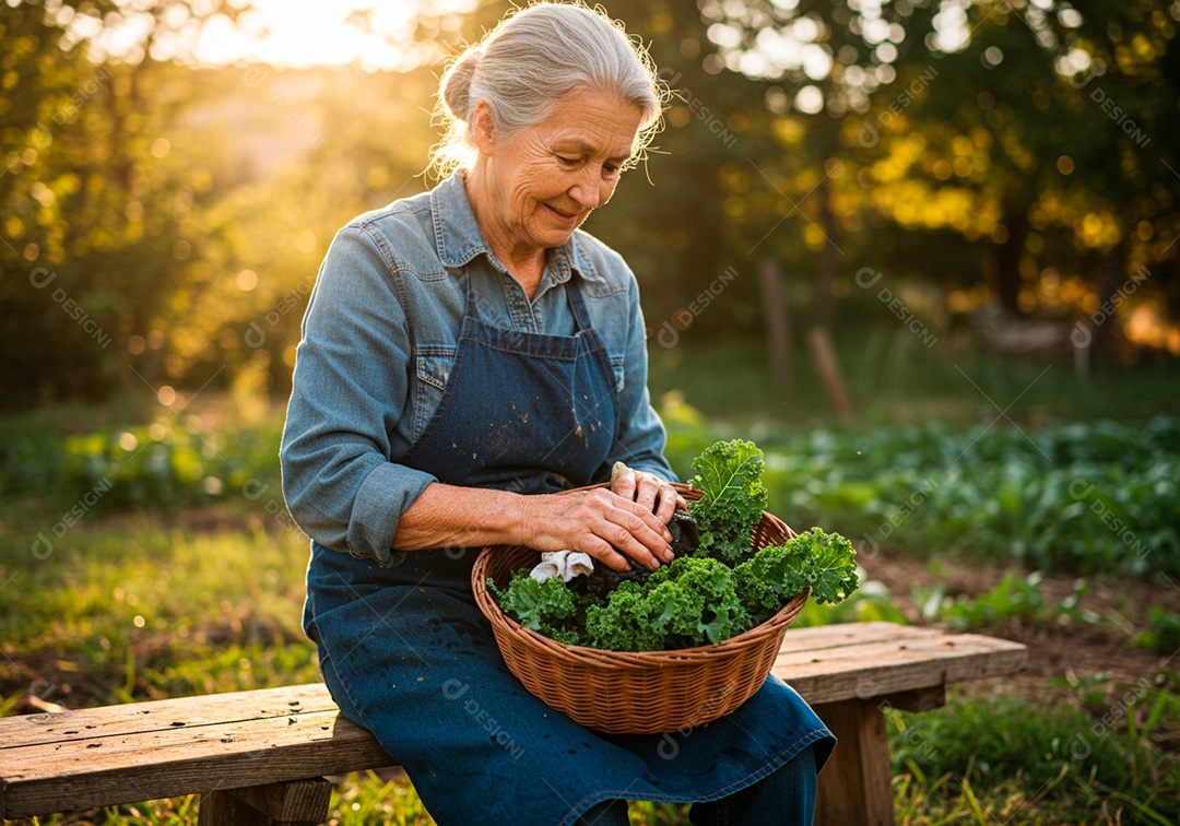 Mulher meia idade trabalhadora trabalhando em uma fazenda
