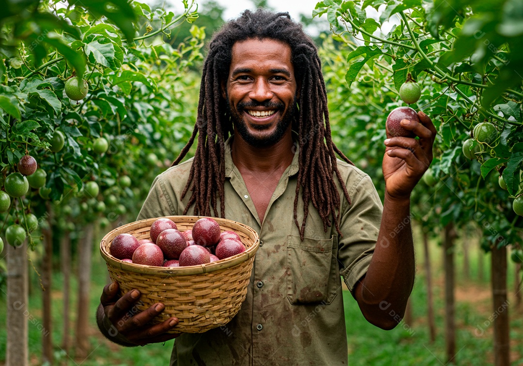 Homem jovem trabalhador trabalhando em uma fazenda