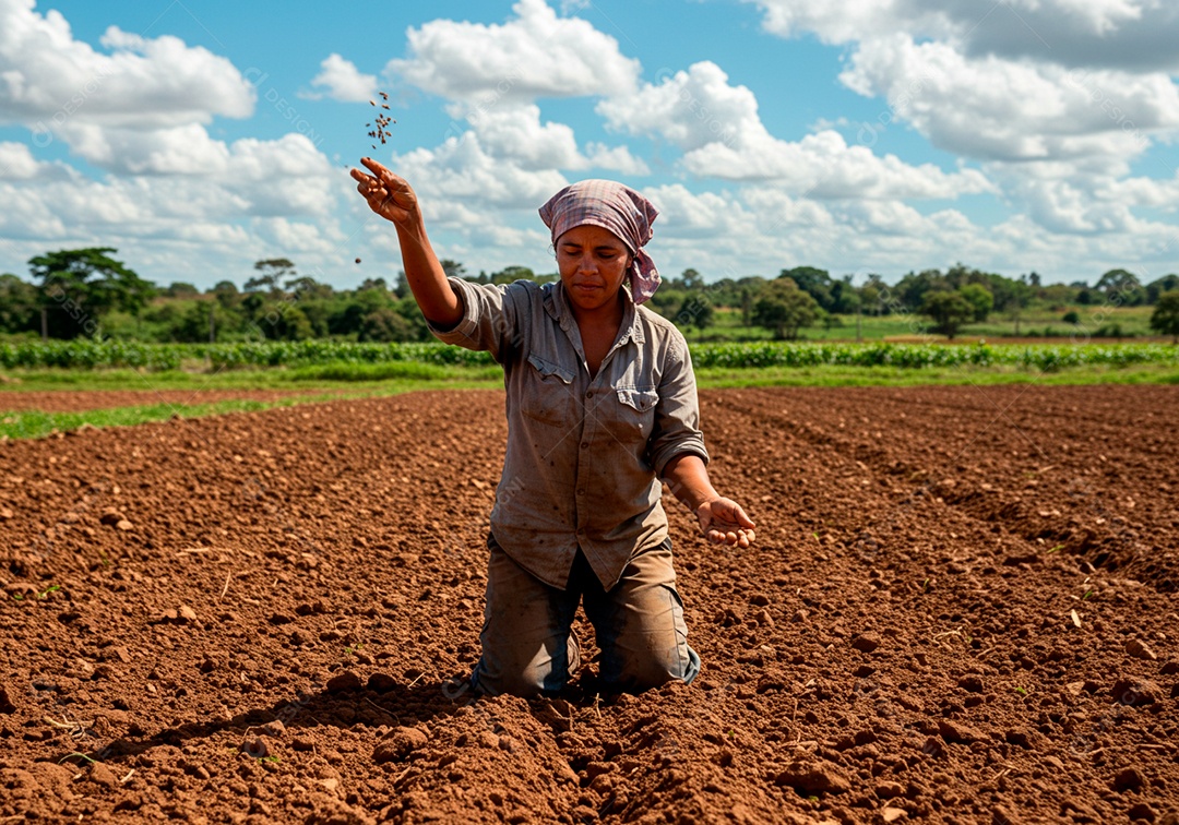 Mulher jovem trabalhadora trabalhando em uma fazenda