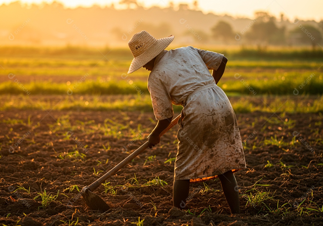 Mulher meia idade trabalhadora trabalhando em uma fazenda