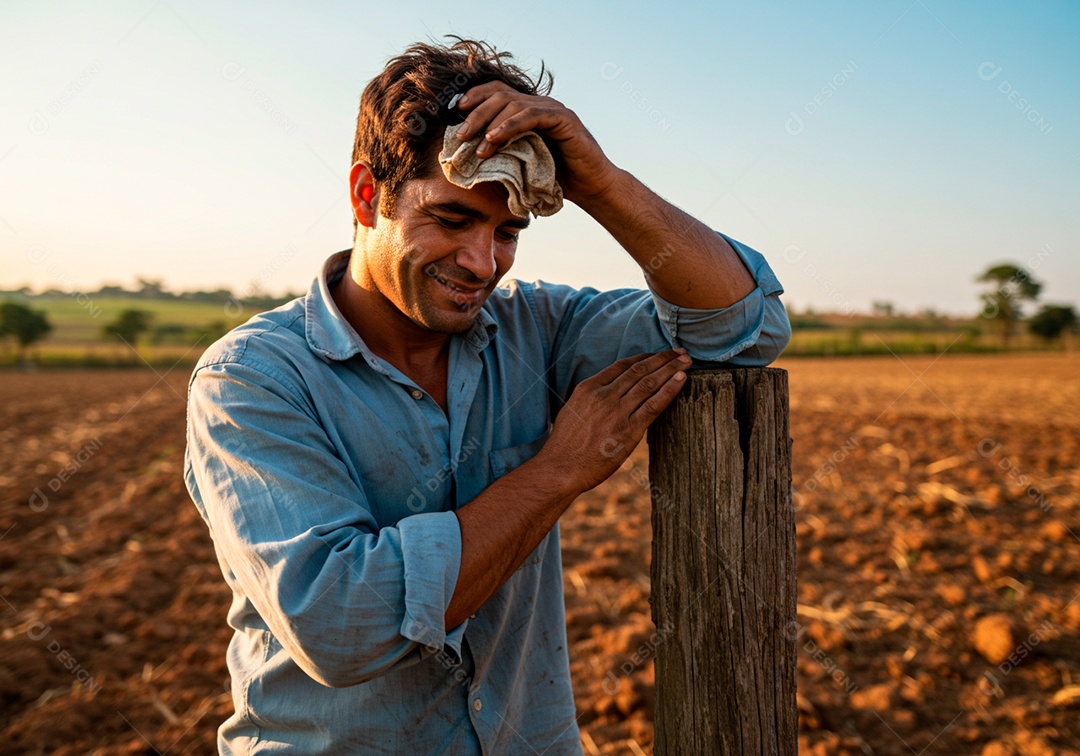 Homem meia idade trabalhador trabalhando em uma fazenda