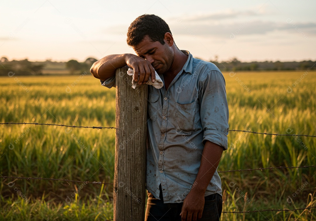 Homem meia idade trabalhador trabalhando em uma fazenda