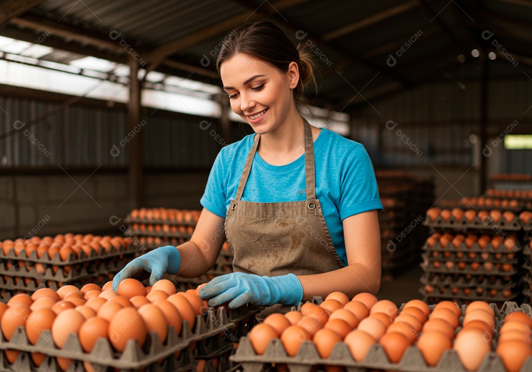 Mulher jovem trabalhadora trabalhando em uma fazenda