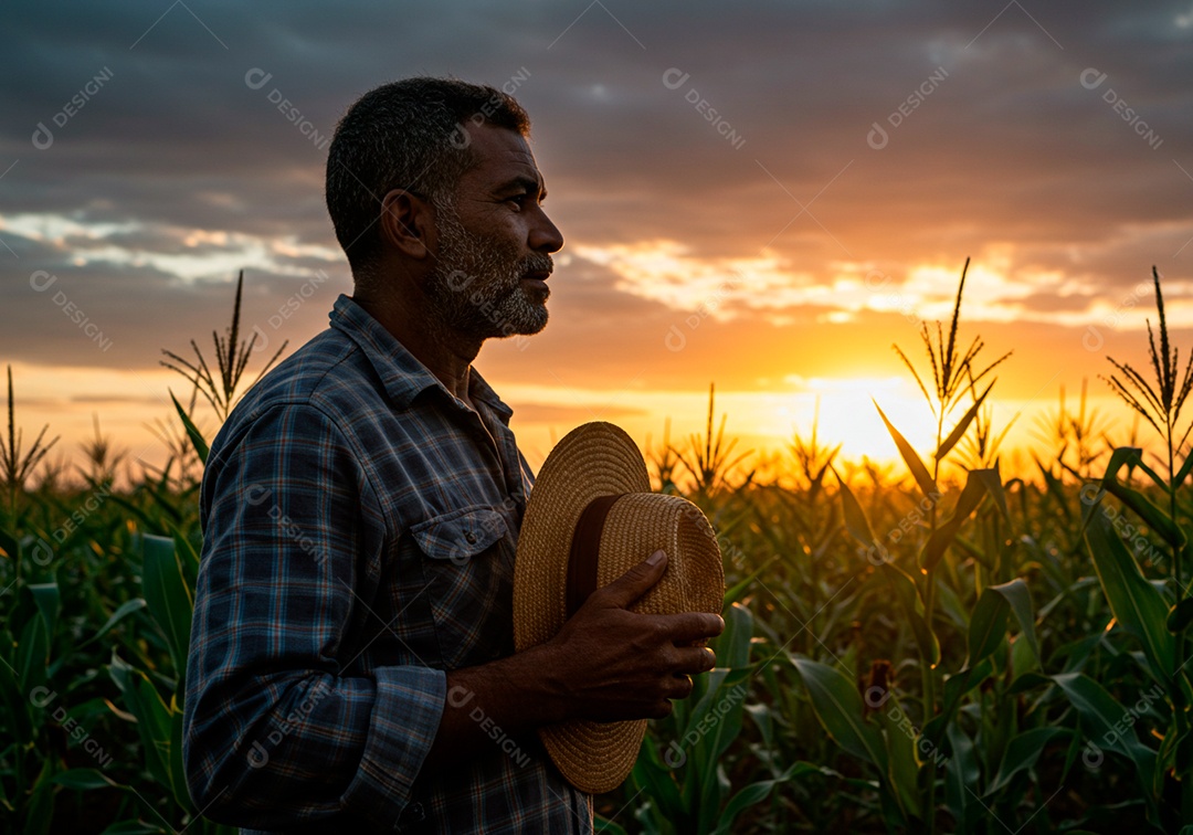 Homem meia idade trabalhador trabalhando em uma fazenda