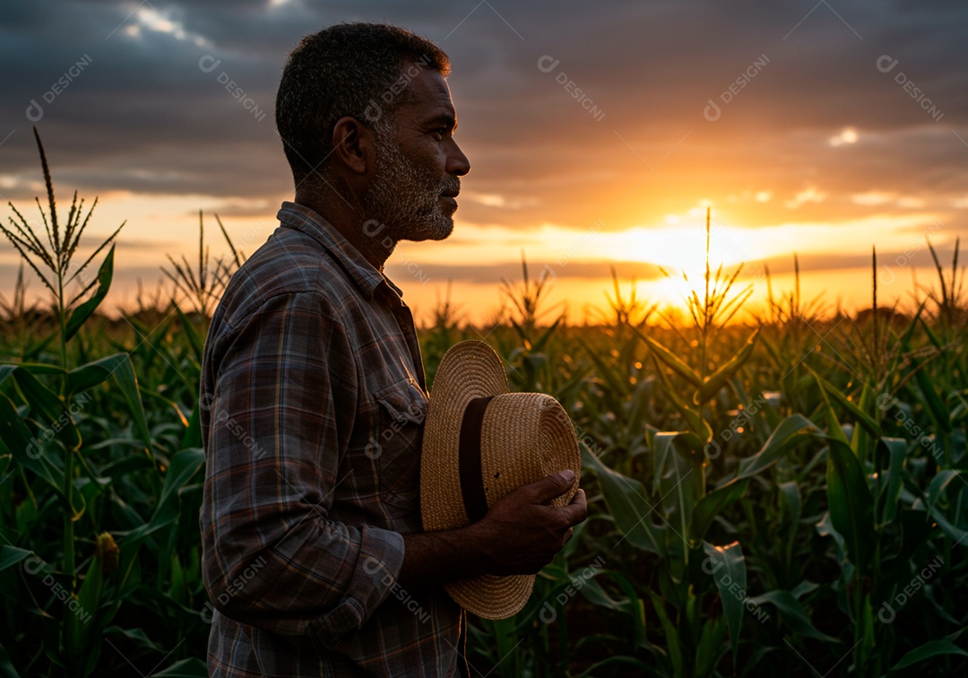 Homem meia idade trabalhador trabalhando em uma fazenda