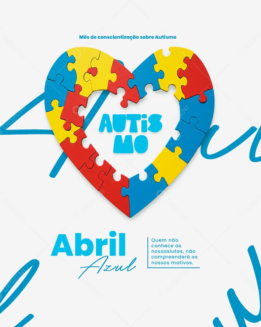 Abril Azul Mês de Conscientização Sobre Autismo Social Media PSD Editável